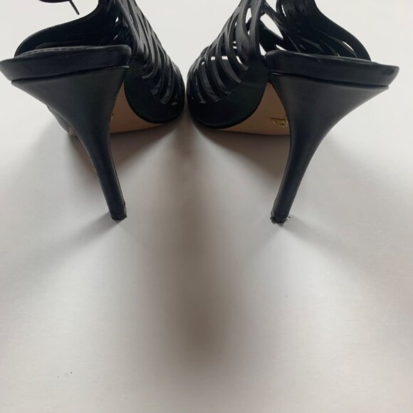 Pour La Victoire Black Strappy High Heel Sandals 8.5 Tie Laces Stiletto - Picture 6 of 9